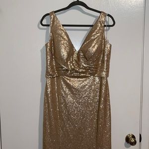 Gold sequined bridesmaids dress